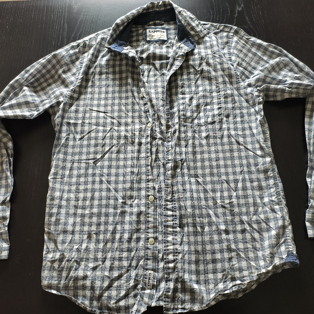 Express Shirt Button-Down Soft Wash Slim Fit Mens Medium